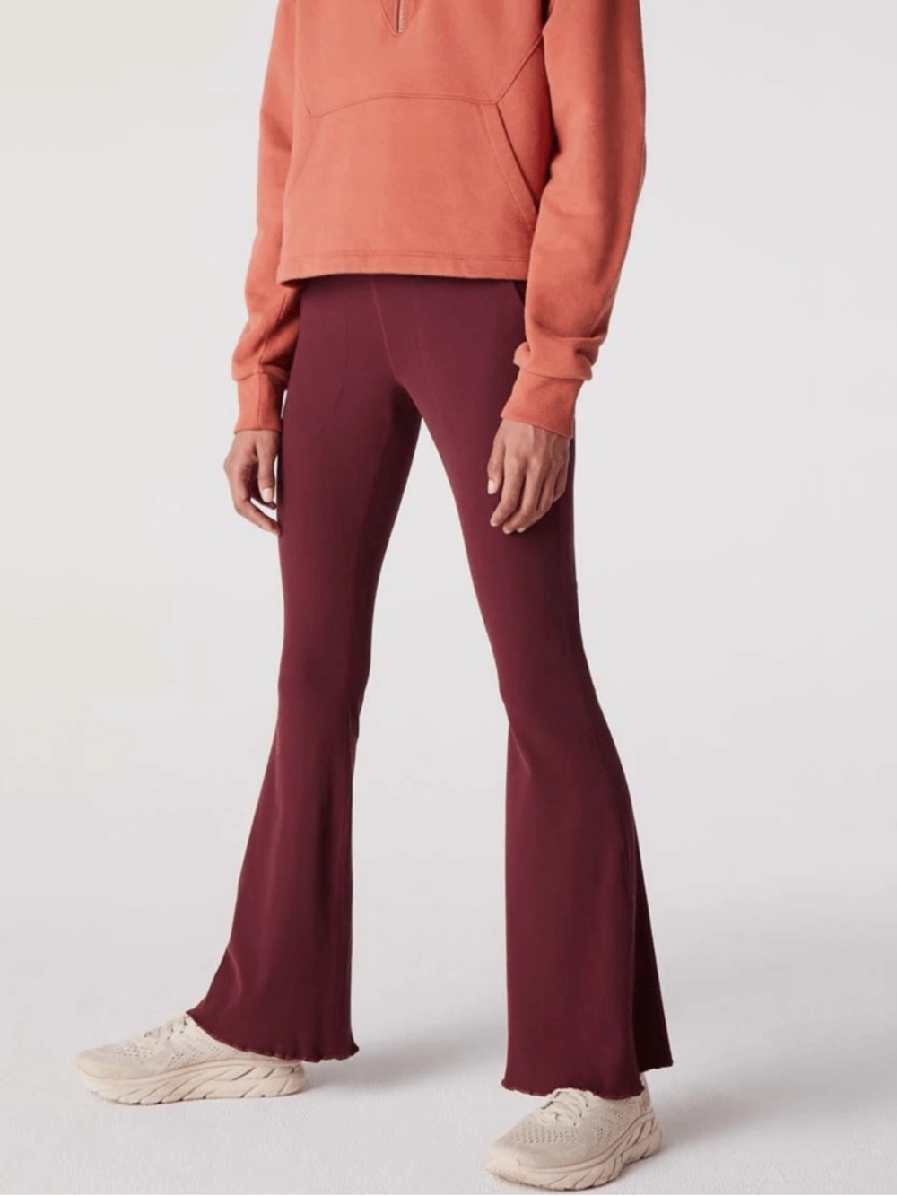 Outdoor Voices Flare Ponte Pants in Burgundy